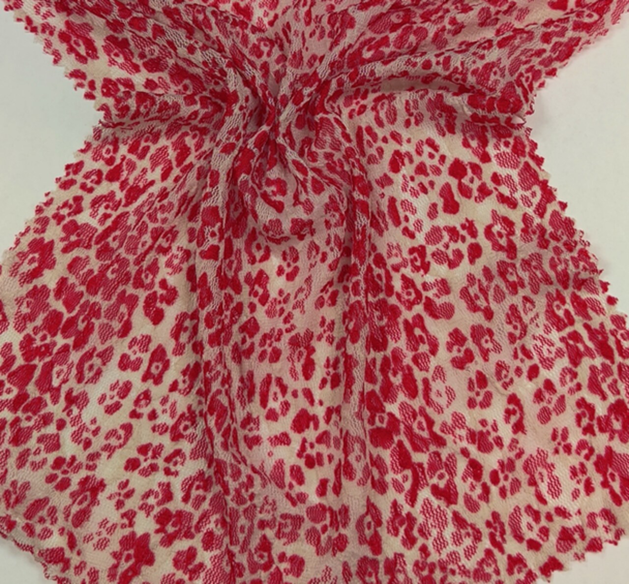 1 Yard Animal Print Lace Fabric Red/Ivory,50/52"Wide Lightweight for Dresses & Lingerie